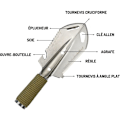 Miniatyrbilde 2 av 5: Argent Multifunksjonell campingplass, mini hagespade, 9-i-1 campingverktøy, hagespade i rustfritt stål, bærbar campingspade, egnet for c