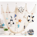 Miniatyrbilde 5 av 5: (Hvit) 200cm x 150cm Fiskenett med Skjell Strand Tema Dekor for Fest Hjem Stue Soverom Middelhavsstil Dekor Veggdekor