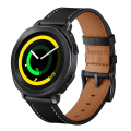 Miniatyrbillede 3 af 4: Læderrem, ægte læderrem, egnet til Samsung Watch 3/4, 22mm (sort)