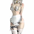 Miniatyrbilde 1 av 4: Kvinners Anime Ku Cosplay Bikini Lolita Kawaii BH og truse sett Japansk undertøy Hvit strømpe