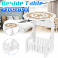 Miniatyrbillede 1 af 5: Hvid Lille Rund Side End Bord Ved Siden Af Kaffe Te Bord Opbevaring Organizer Rack