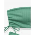 Miniatyrbild 4 av 4: Dam 2-delad Bandeau Badkläder Tie Side Ribbad Bikini M