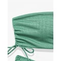 Miniatyrbilde 4 av 4: Kvinners 2-delt Bandeau badedrakter Tie Side Ribbed Bikini M