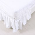 Miniatyrbillede 5 af 5: Sengeskørt Børstet Polyester Sengeskørt Wrap Tre Sider Elastisk 100x190cm Sne Hvid