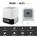 Miniatyrbild 4 av 4: Bärbar Bluetooth-högtalare LED-sänglampa med touch-kontroll, bordslampa med färgväxlande nattlampa med väckarklocka för sovrummet