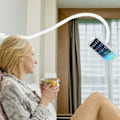 Miniatyrbillede 4 af 5: 360° foldbar roterende armstøtte til iPad, telefon, tablet, doven læsning, længde: 75 cm, hvid
