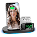 Miniatyrbillede 2 af 5: Teleport Kabel 3 i 1 Foldbar Trådløs Oplader Højhastigheds Trådløs Opladningsstation, 15W Hurtig Opladning Foldbar Opladningsstation Erstatning for IOS