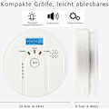 Miniatyrbilde 3 av 5: Karbonmonoksiddetektor 85 DB, CO-detektor med LCD-skjerm, EN 50291 Batteridrevet karbonmonoksiddetektor (3 AA-batterier ikke inkludert)