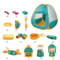 Miniatyrbild 1 av 5: Barn Camping Set Med Tält 19 Delar - För Småbarn Barn Pojkar Flickor Utomhus Lekset - Låtsaslek Camping Utrustning Verktyg Födelsedag Jul (Grön)