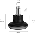 Miniatyrbild 2 av 4: Bell Glides Swivel Office Chair Caster Wheels, Fixed Casters, Short Profile with Separate Self-Adhesive Felt Glides, Black, 5-Piece Set