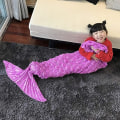 Miniatyrbilde 3 av 5: Sjøjungfruhaleteppe, 140 x 70 cm, mørk rosa, varmt sofa-sengteppe til alle årstider, quiltet stueteppe, sovepose for barn, fiskeskjell