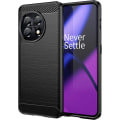 Miniatyrbild 1 av 5: Halkskyddad borstad texturerad fodral kompatibel med Oneplus 11, mjuk TPU anti-fingeravtryck slim stötsäker skydd  Svart