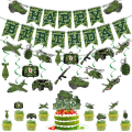 Miniatyrbild 1 av 5: 1 set födelsedagsdekoration - spiralformad hängande tårtinsats med kamouflage-dragflik, 1 set festdekoration, födelsedagsbanderoll, tårtdekoration, födelsedagspresenter