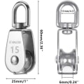 Miniatyrbilde 4 av 4: Enkel trinse for kabel 15MM rustfritt stål, klatretrinse lastevalsetrinse, løftetrinse kapasitet 35kg - 4 stk sølv