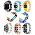 Miniatyrbilde 2 av 5: Kunstig elastisk stretch diamant smykke armbånd erstatningsstropp for kvinner jenter, perlearmbånd kompatibel med Apple Watch-stropp 38/40/41mm
