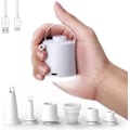 Miniatyrbilde 1 av 5: Oppladbar elektrisk pumpe, bærbar luftkompressor med LED-lys, pumpe/deflator med 5 dyser for oppblåsbare madrasser, svømmebasseng, bøye, inf