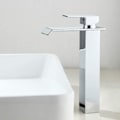 Miniatyrbillede 2 af 4: Badeværelses Armatur, Høj Vandfald Basin Blandingsbatteri, Moderne Stil Fladt Rektangulært Design Basin Armatur, Vandbesparende Keramisk Ventil, Krom Messing(Hig