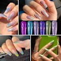 Miniatyrbillede 4 af 5: 12 farver glitter negleglitter super funklende spejl krom effekt neglepigment pulver ferie makeup dekorative pailletter
