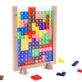Pikkukuva 1 / 2: Tetris-palapeli aivopähkinälelu, älykäs värikäs 3D-muovipalikkapel, pystysuora puinen runkopelilauta, Tangram-opetuslelu 4-8-vuotiaille lapsille
