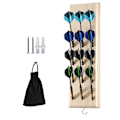 Miniatyrbillede 1 af 5: Rå træfarve - Massivt træ dartboards med tilbehør opbevaringskasse Kompatibel med alle sisal og elektroniske dartpile, Surround og skabe