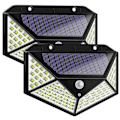 Pikkukuva 1 / 5: 2 kpl 100 LED aurinkolamppu, ihmisen auringonvaloa simuloiva aurinkopaneeli, erittäin kirkas, energiaa säästävä, 3 tilaa, vedenpitävä valaistus, liiketunnistin puutarhaan