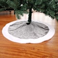 Miniatyrbilde 4 av 5: 90 cm grått plysj juletreskjørt, hvitt juletreskjørtdeksel, juletrestøtte, juletrepute (grå)
