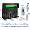 Miniatyrbillede 3 af 5: LCD universal batterioplader med 8 pladser og USB-port