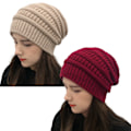 Miniatyrbillede 3 af 5: Dames Vinter Strikket Beanie Hat, Silke Satinforet, Chunky Cap med Blød Stræk Kabelstrikket for Varme og Mode