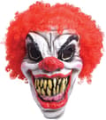Läskig clownmask med rött hår, en storlek, läskig, röd