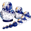 Miniatyrbillede 2 af 4: Nesting Dolls Brand, 10 stykker, russisk Matryoshka dukke serie 10 stykker malet træ russisk dukke? Håndlavet,, gaver, legetøj（blå）