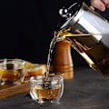 Miniatyrbillede 5 af 5: Glaskande med glasindsats med te-rum i rustfrit stål 18/10, glastekande med låg - opvaskemaskine - varmebestandig og transparent