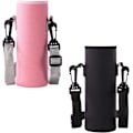 Miniatyrbillede 1 af 5: (Sort, Pink) 2-delt vandpose, 8 x 23 cm stor flaskeholder med justerbar skulderrem, egnet til sport, vandreture, cykling, rejser, skole.