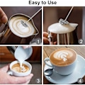 Miniatyrbilde 4 av 5: Elektrisk melkeskummer, oppladbar melkemousser via USB og minimikser med dobbel visp, rustfritt stål blanding for Cappuccino Coppuccino Co