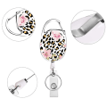 Miniatyrbilde 2 av 5: 4 stk Blomster Leopard Blad Akryl Patch Badge Reel med Tilbaketrekkbar Klips, Studentgave, Tilbaketrekkbar ID-kortholder, Badgeholder