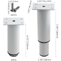 Miniatyrbilde 4 av 5: (18-30 cm, hvit) Sett med 4 robuste og justerbare metallben for bord, senger, sofaer
