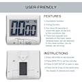Miniatyrbillede 2 af 5: Digitalt timer (hvid, batterier ikke inkluderet), nedtællingstimer stort display, multifunktions køkkentimer med højt LCD-display, lille bærbar elekt