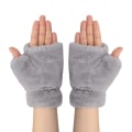 Miniatyrbild 4 av 5: Dam fingervantar vinter bekväma lurviga varma halvfingerhandskar handkläder mjuka konstgjorda päls varma vinterkörning skrivning handskar julklapp