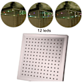 Miniatyrbillede 4 af 5: Firkant LED brusehoved 7 farver skiftende vandstrøm drevet af 8 tommer ABS krom 12 stk LED til badeværelse