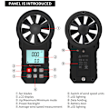 Miniatyrbillede 5 af 5: Bærbar anemometer, bærbar vindhastighedsmåler, CFM-tæller, vindmåler med LCD-baggrundsbelysning til meteorologisk dataindsamling, sejlads, surfing, udendørs