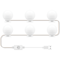Miniatyrbild 1 av 5: Frontlampa för sminkspegel, uppladdningsbar för sminkspegel, trefärgad glödlampa med variabel intensitet, USB-touchbrytare, långt tryck, variabel intensitet e