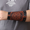 Miniatyrbillede 2 af 5: Håndlavede fuldnarvede læderbracers, Viking Rune Kompas Bracers, Middelalderlig Bracer Læder Gauntlet Bracer, Læder Bracer Arm Cuff Armor, , brun 2