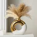Miniatyrbild 2 av 5: Keramisk Donut Vas 8 L x 8\" H, Vit och Guld Rund Vas för Pampasgräs, Nordisk Modern Vas för Dekor, Keramisk Vas Centerpieces för Bröllop, Bedr