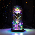Miniatyrbild 1 av 5: Skönheten och odjuret ros, evighetsros glaskupa med LED-ljus tallbas ros prydnader Alla hjärtans dag födelsedagspresent prydnader för mors