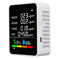 Miniatyrbilde 1 av 5: Innenlands luftkvalitetsdetektor Multifunksjonell CO2-tester med karbondioksid PM2.5 TVOC HCHO-verdi HUNTLE MUNITITY Temperaturvisning LCD Farge Relat