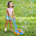 Miniatyrbild 3 av 5: Bubbelmaskin, Barnens Gräsklippare för Trädgården, Barn 3 År Gammal Bubbelmaskin för Barn, Pojke Flicka Present Idé (Blå-Gul)