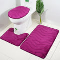 Miniatyrbillede 2 af 4: Flannel gulvmåtte, toiletsæde, toiletmåtte, bademåtte, tresæt, A08