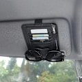 Miniatyrbillede 1 af 5: Bil solskærm organizer, læder brilleholder clip til bil solskærm med opbevaringslommer, universal etui til bil sol (sort)