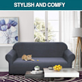 Miniatyrbild 3 av 5: Stretch Soffaöverdrag, Vattentätt och Repskyddande för 1-Sits Soffa, Elegant Mönster med Halkskyddande Skumrullar (4-Sits Soffa, Ljusgrå)-235-300c