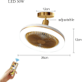 Miniatyrbilde 2 av 5: Stille Takvifte med 30W LED Integrert Lampe og Fjernkontroll Dimbar E27 Liten Takviftelampe Soverom Spisestue Kjøkken Taklampe Justerbar