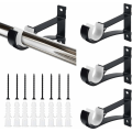 Miniatyrbilde 1 av 5: 4 stk gardinstangbraketter i aluminiumlegering, 118 cm, rustfrie gardinstangbraketter med skruer og ekspansjonsrør for stue, soverom